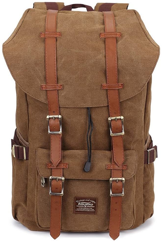 KAUKKO Laptop Backpack Travel Outdoor Weekend Bag Carry on Daypack Stylish and Durable Rucksack Hiking Backpack Fits 15.6"(5-1-brown) - Image 1